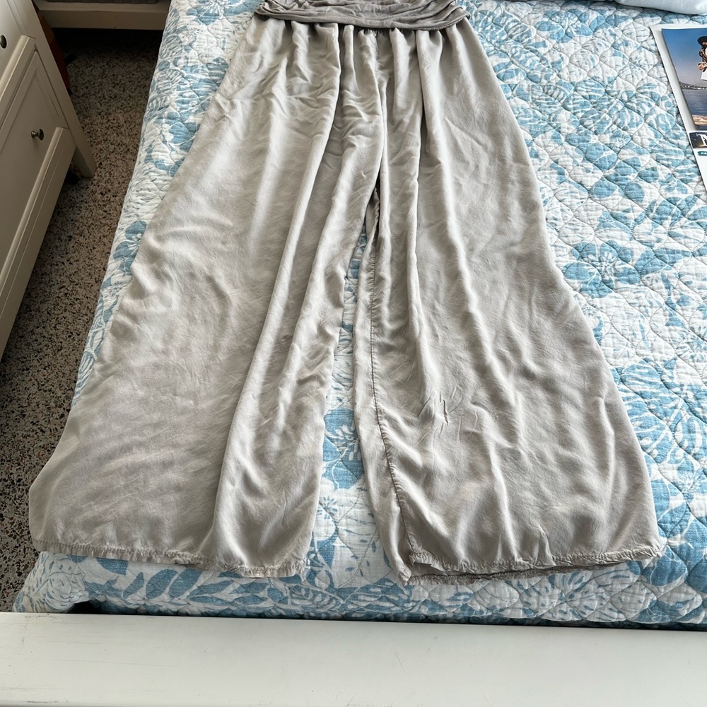 Beige Wide-Leg Pants